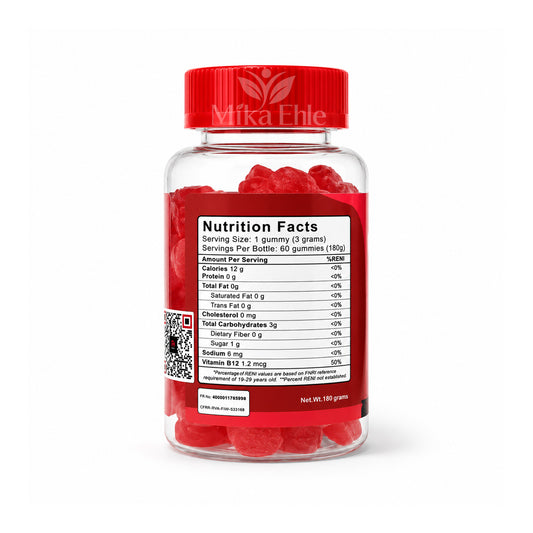 Apple Cider Vinegar Gummies + Vitamin B12 Food Supplement | 60 Gummies