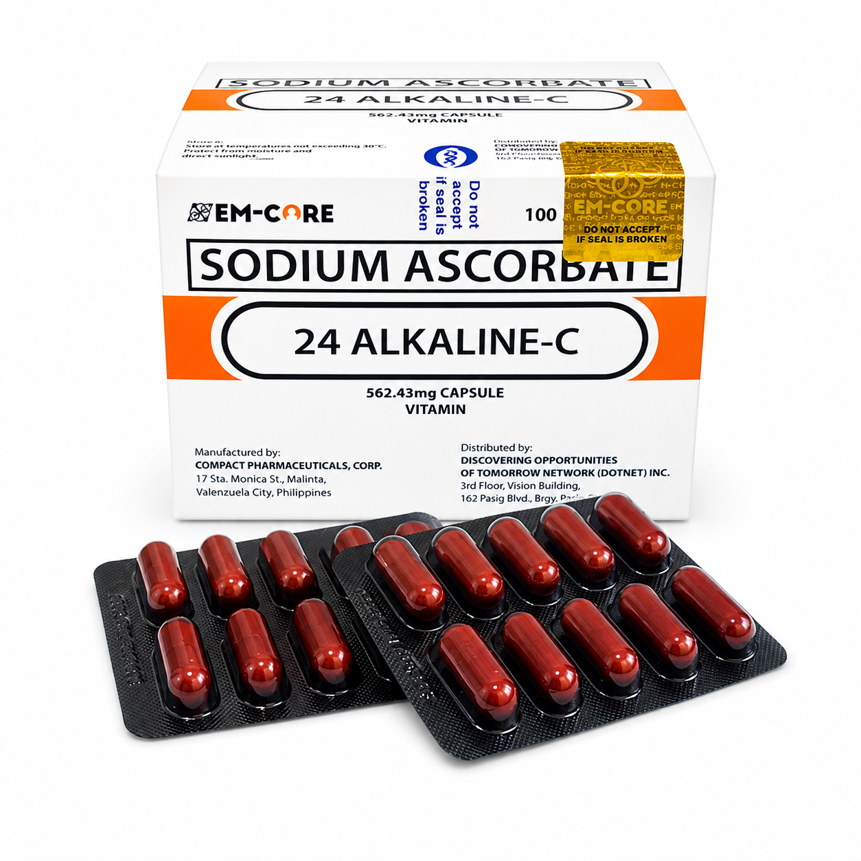 EM-CORE 24 Alkaline-C Sodium Ascorbate 100 Capsules
