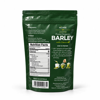 AiCare Pure Organic Barley with Stevia 100 grams