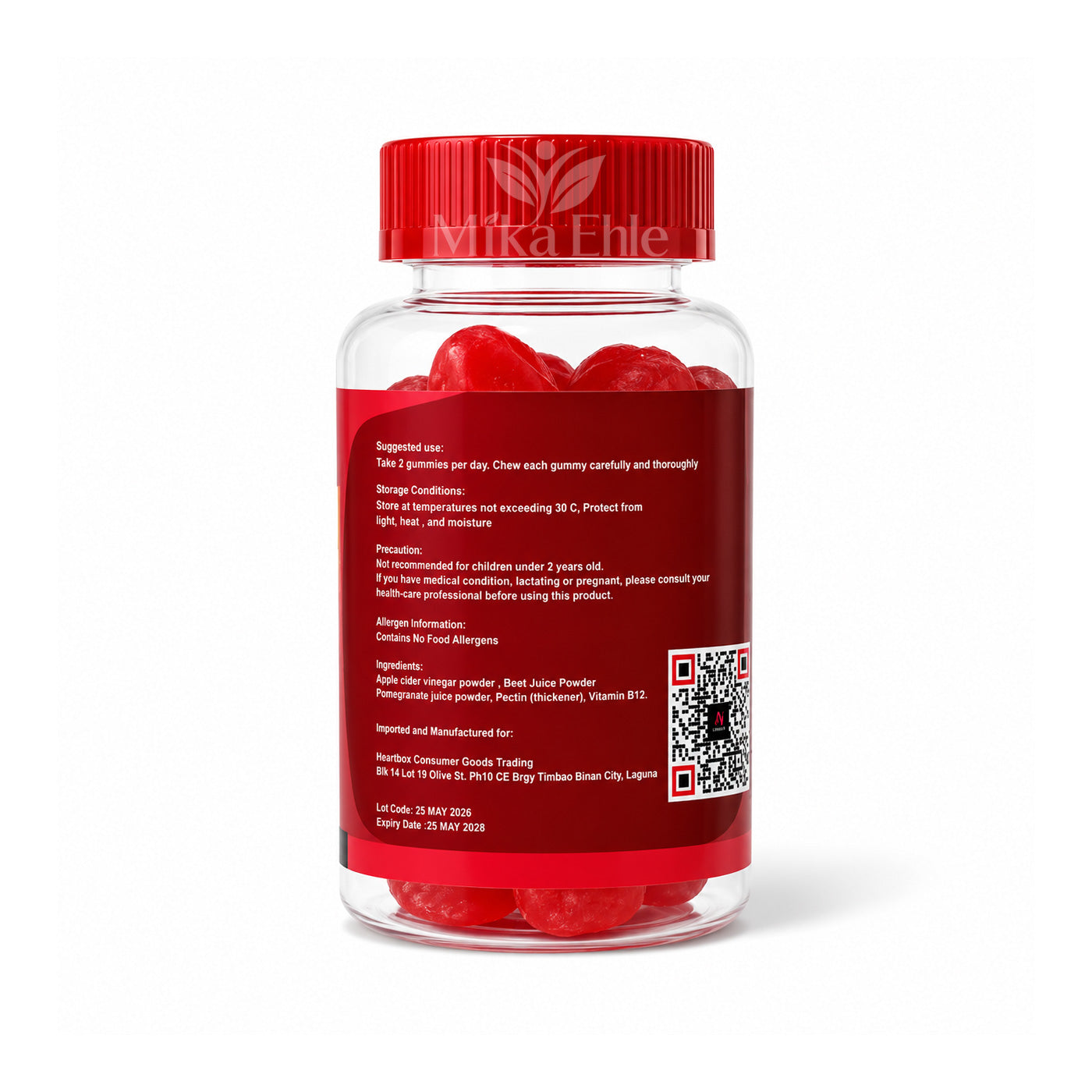 Apple Cider Vinegar Gummies + Vitamin B12 Food Supplement | 60 Gummies