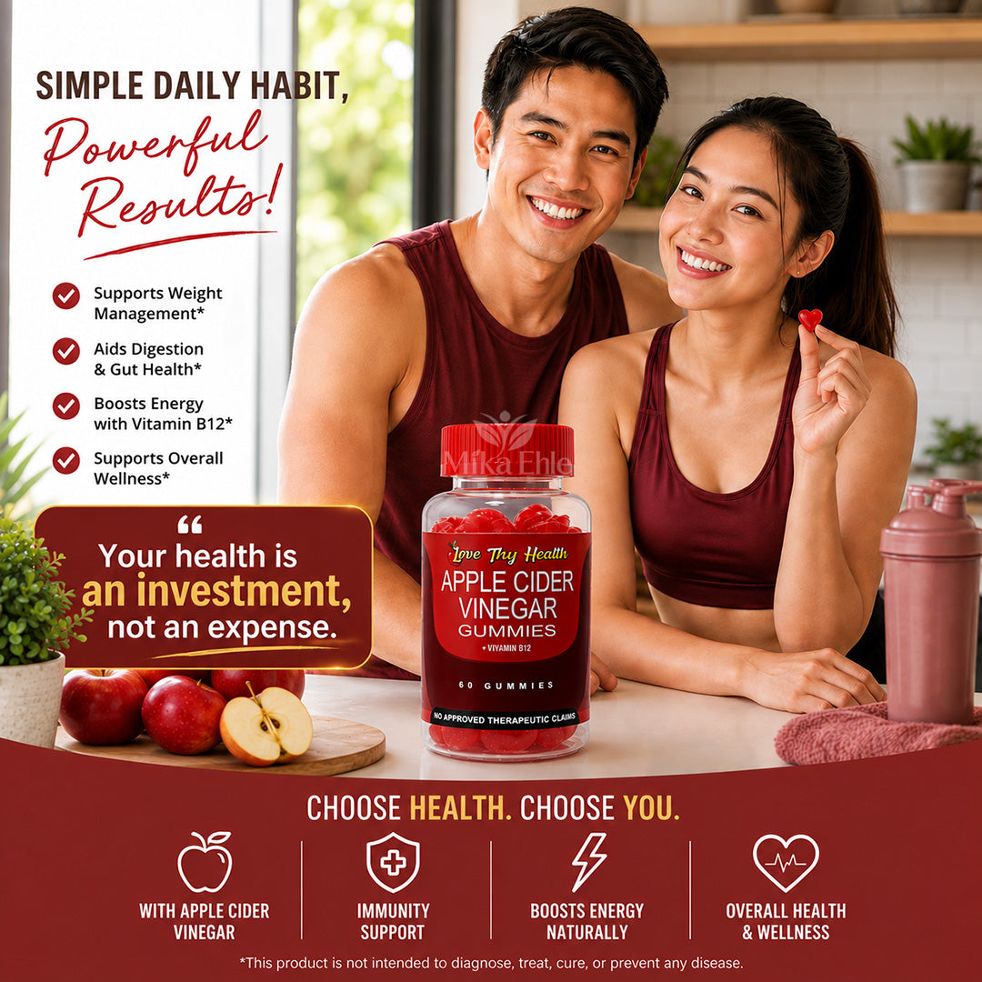 Apple Cider Vinegar Gummies + Vitamin B12 Food Supplement | 60 Gummies